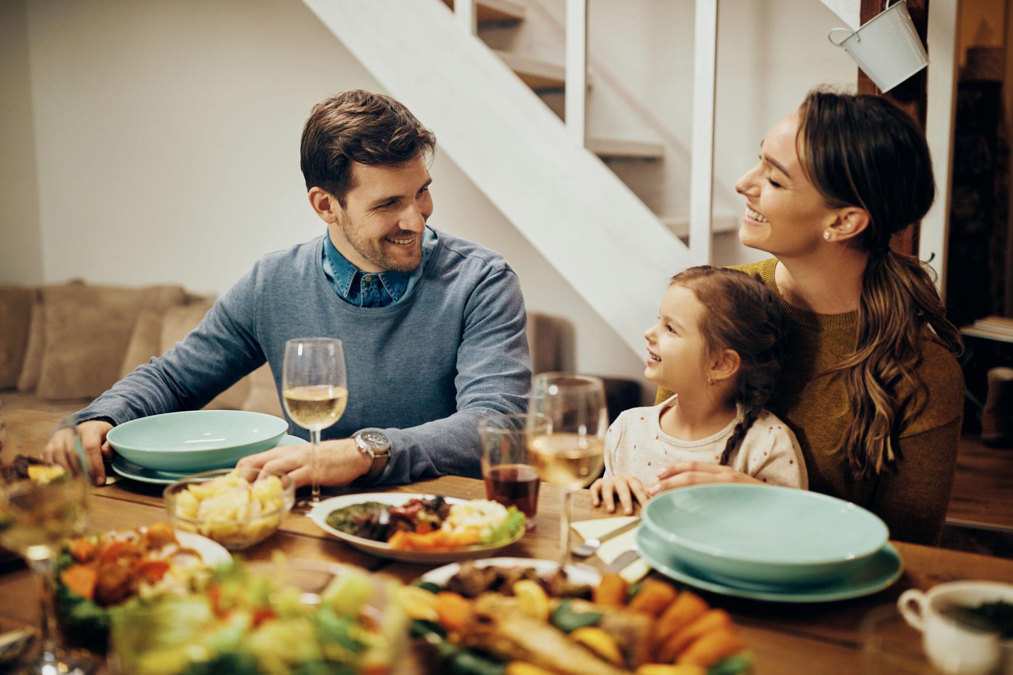 Family enjoying dinner together